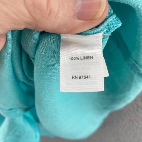 J Jill Top Womens Small Blue Love Linen Button Up Collar Sleeveless A Line Tunic - Picture 6 of 10